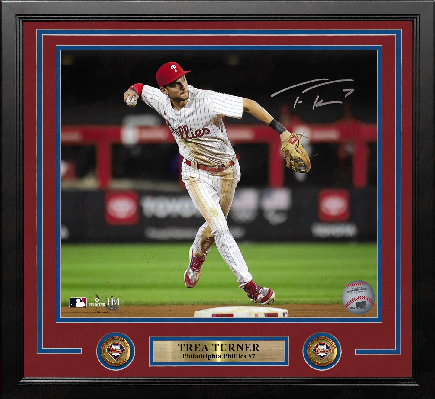 Trea Turner Throwing Action Philadelphia Phillies Autographed 16" x 20" Framed Baseball Photo - Image 2