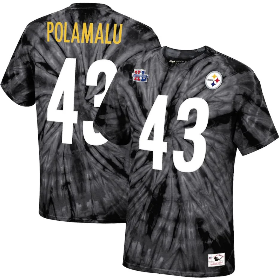 Troy Polamalu Pittsburgh Steelers Mitchell & Ness Tie-Dye Super Bowl XL Name & Number T-Shirt