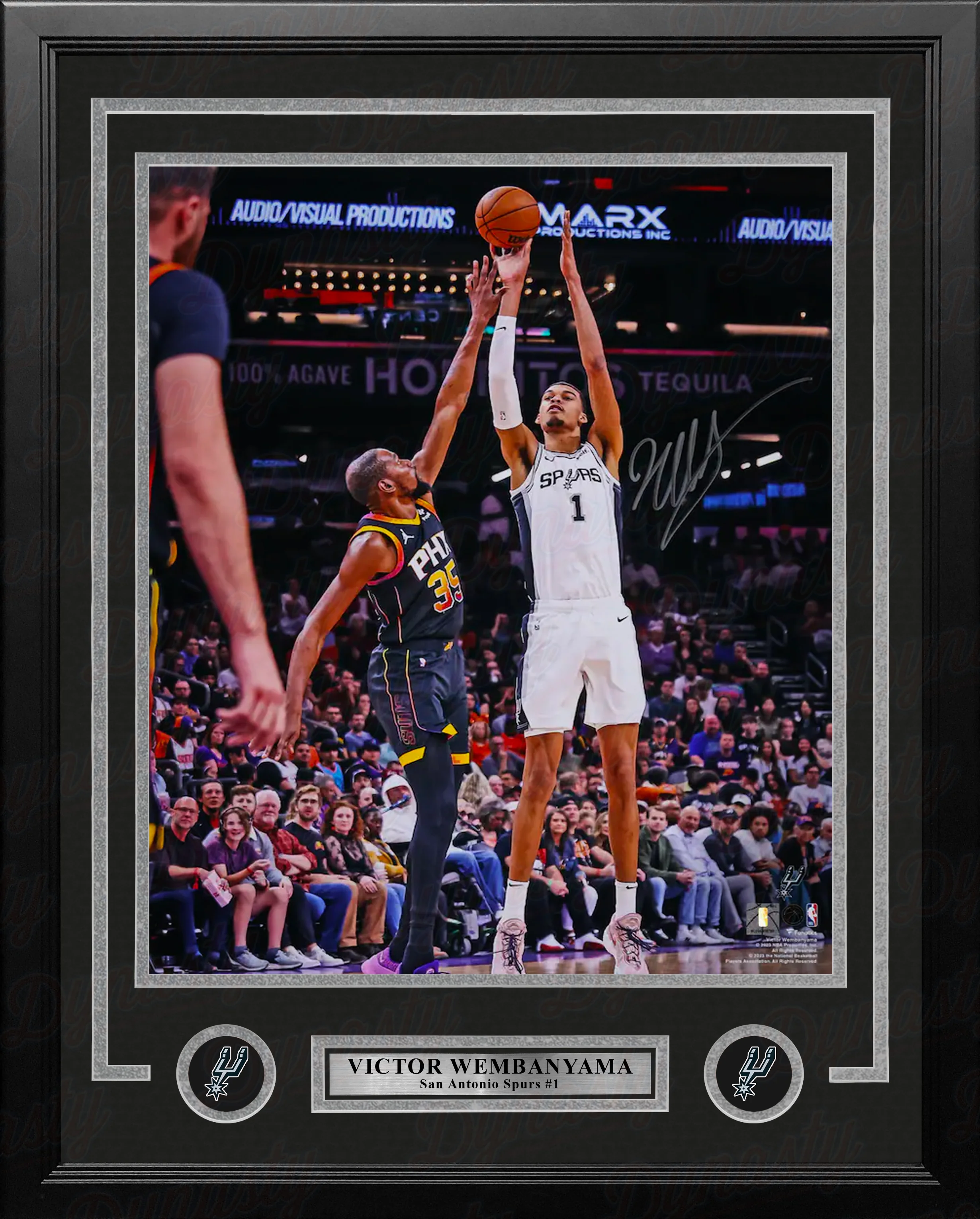 Victor Wembanyama v. Durant San Antonio Spurs Autographed 16" x 20" Framed Basketball Photo - Image 2
