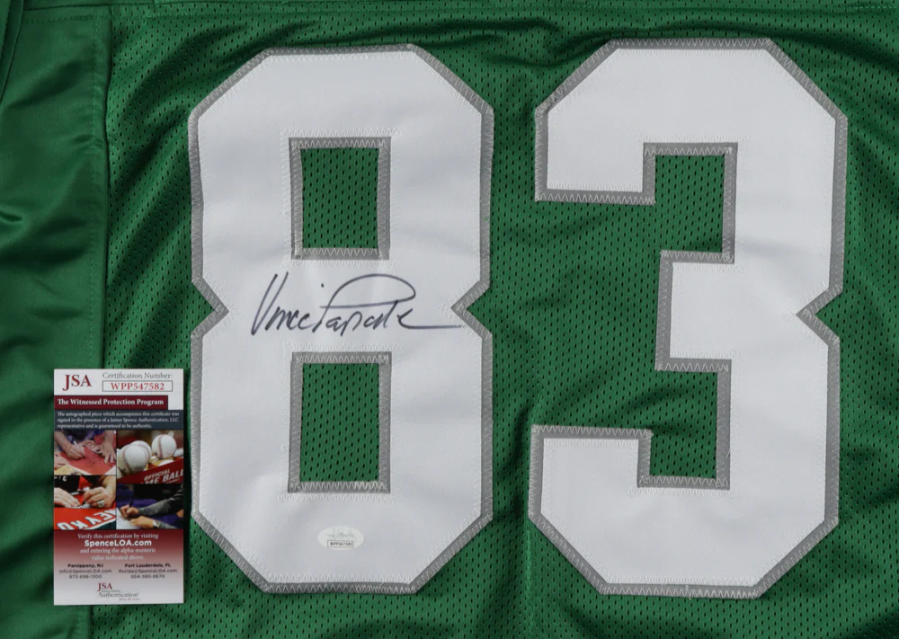 Vince Papale Philadelphia Eagles Autographed Kelly Green Throwback Jersey - JSA Authenticated - Image 2