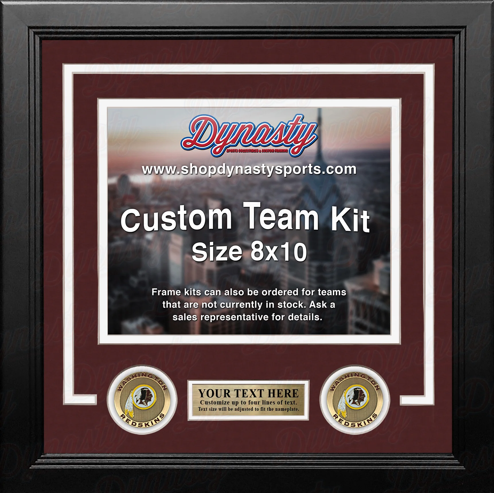 Washington Redskins Custom NFL Football 8x10 Picture Frame Kit (Multiple Colors) - Image 2